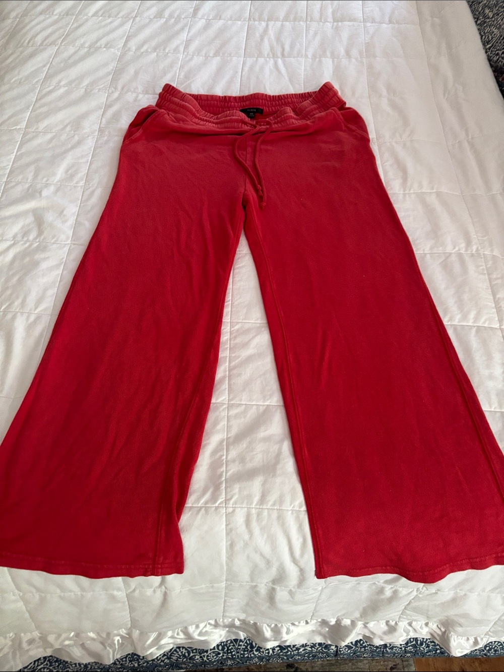J. Crew Red Wide-Leg Lounge Pants with Drawstring vintage inspired wide leg